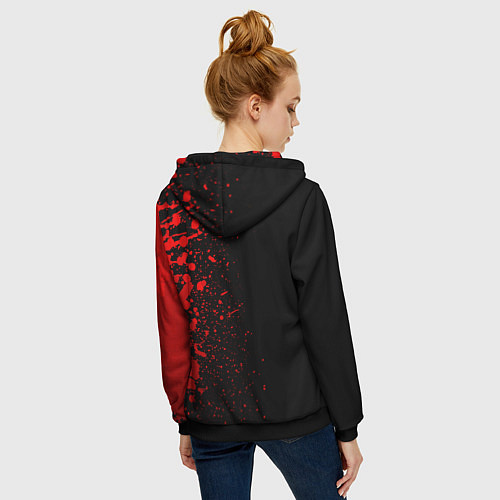 Женская толстовка на молнии Manchester United - red gradient по-вертикали / 3D-Черный – фото 4