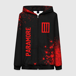 Толстовка на молнии женская Paramore - red gradient вертикально, цвет: 3D-черный