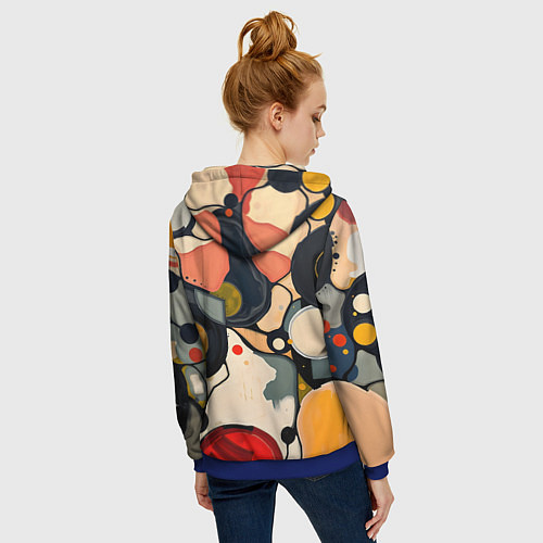 Женская толстовка на молнии Абстракция с кругами и краской / 3D-Синий – фото 4
