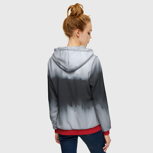 Женская толстовка на молнии Разводы черной краски / 3D-Красный – фото 4