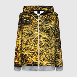 Толстовка на молнии женская Золотое плетение на черном, цвет: 3D-меланж