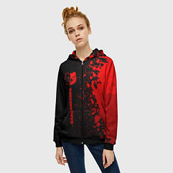 Толстовка на молнии женская Danganronpa - red gradient по-вертикали, цвет: 3D-черный — фото 2