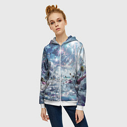 Толстовка на молнии женская Фантастическая неизвестная планета, цвет: 3D-белый — фото 2