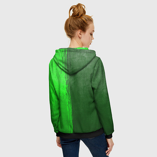 Женская толстовка на молнии Infiniti - green gradient по-вертикали / 3D-Черный – фото 4