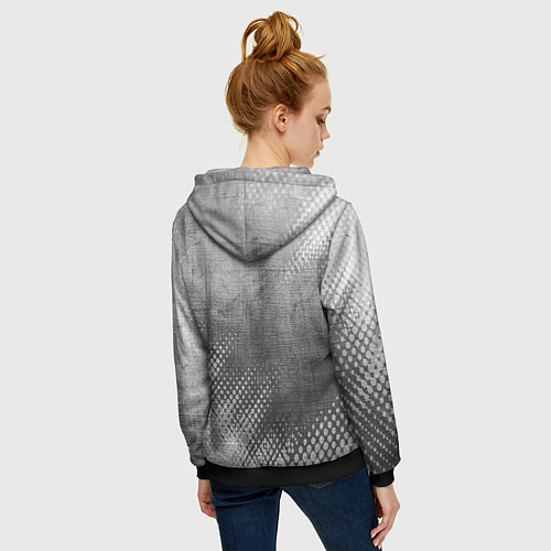 Женская толстовка на молнии Mercedes - grey gradient вертикально / 3D-Черный – фото 4