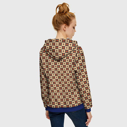 Женская толстовка на молнии Готические шахматы / 3D-Синий – фото 4