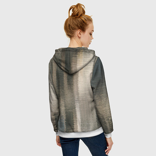 Женская толстовка на молнии Размытые серо-бежевые полосы / 3D-Белый – фото 4