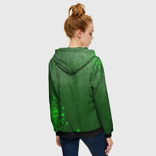 Женская толстовка на молнии Dota - green gradient вертикально / 3D-Черный – фото 4