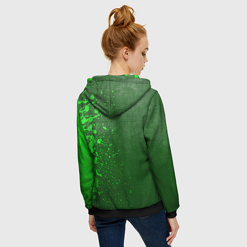 Женская толстовка на молнии Nirvana - green gradient по-вертикали / 3D-Черный – фото 4