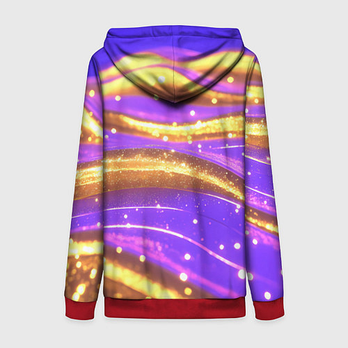 Женская толстовка на молнии Блестящая волнистая текстура / 3D-Красный – фото 2