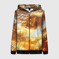 Толстовка на молнии женская Блестящая золотая текстура, цвет: 3D-черный