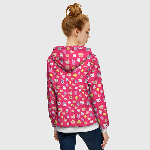 Женская толстовка на молнии Skzoo pattern pink / 3D-Белый – фото 4