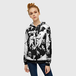 Толстовка на молнии женская Doom символы краски, цвет: 3D-черный — фото 2