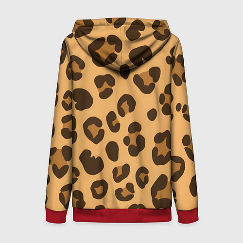 Женская толстовка на молнии Коричневые пятна леопарда / 3D-Красный – фото 2