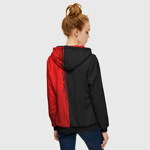 Женская толстовка на молнии Король и Шут - red gradient по-вертикали / 3D-Черный – фото 4