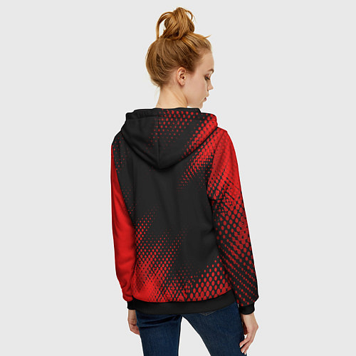Женская толстовка на молнии Mini - red gradient вертикально / 3D-Черный – фото 4