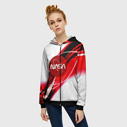 Толстовка на молнии женская Nasa абстрактные полосы, цвет: 3D-черный — фото 2