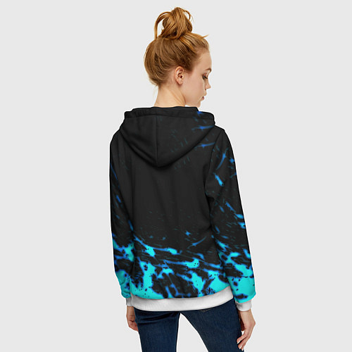 Женская толстовка на молнии Monster energy голубые краски / 3D-Белый – фото 4