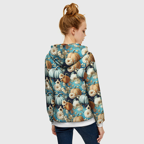 Женская толстовка на молнии Маленькие тыковки / 3D-Белый – фото 4