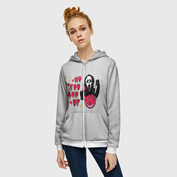 Толстовка на молнии женская Крик призрачный разговор, цвет: 3D-белый — фото 2