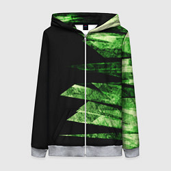 Толстовка на молнии женская Color green black, цвет: 3D-меланж