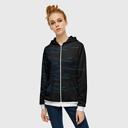 Толстовка на молнии женская Color blue black strip, цвет: 3D-белый — фото 2