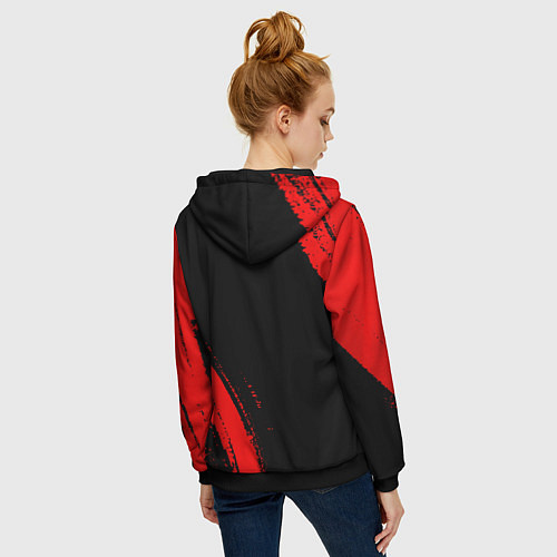 Женская толстовка на молнии Akira - red gradient вертикально / 3D-Черный – фото 4