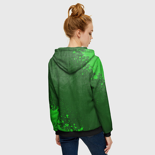 Женская толстовка на молнии Ajax - green gradient вертикально / 3D-Черный – фото 4