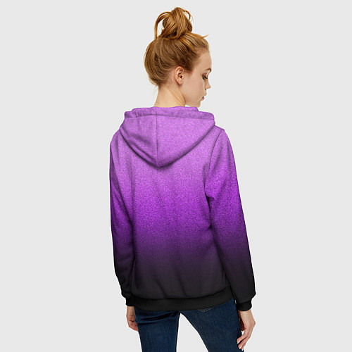 Женская толстовка на молнии Магический градиент крошка чёрно-фиолетовый / 3D-Черный – фото 4