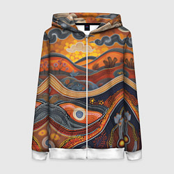 Толстовка на молнии женская Горы и холмы в виде узоров, цвет: 3D-белый