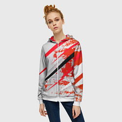 Толстовка на молнии женская Color white red, цвет: 3D-белый — фото 2