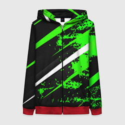 Женская толстовка на молнии Color black and green