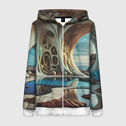 Толстовка на молнии женская Современная пещера, цвет: 3D-белый