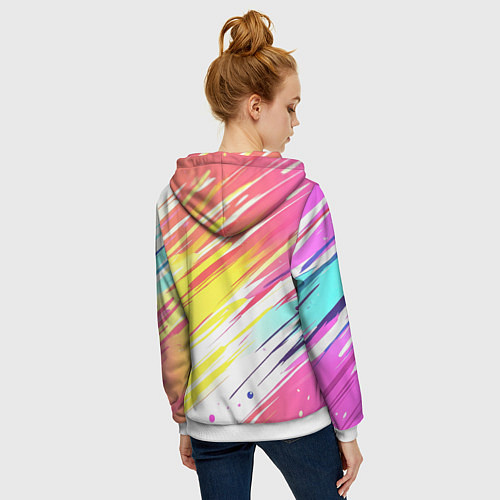 Женская толстовка на молнии Брызги краски на белом фоне / 3D-Белый – фото 4