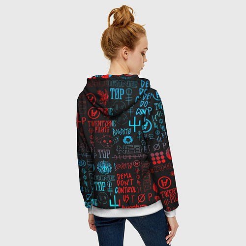 Женская толстовка на молнии Twenty one pilots rock pattern / 3D-Белый – фото 4