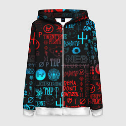 Толстовка на молнии женская Twenty one pilots rock pattern, цвет: 3D-белый