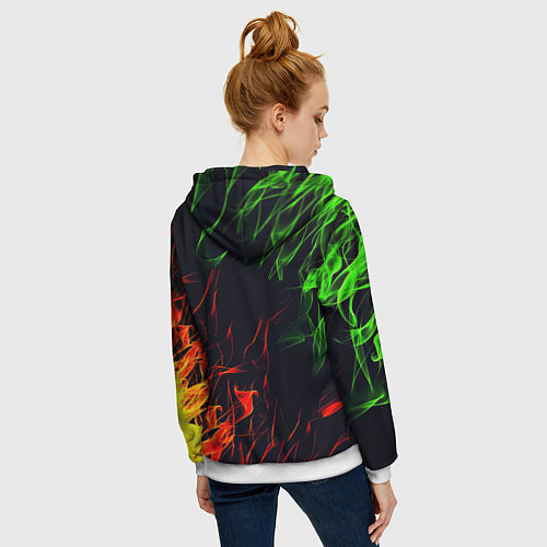 Женская толстовка на молнии RUST огненная текстура / 3D-Белый – фото 4