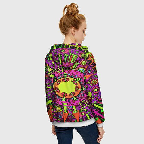 Женская толстовка на молнии Кислотные грибы оптические / 3D-Белый – фото 4