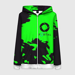 Толстовка на молнии женская Portal черный дым, цвет: 3D-белый