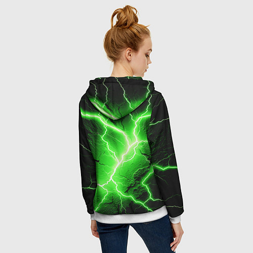 Женская толстовка на молнии Color green black / 3D-Белый – фото 4