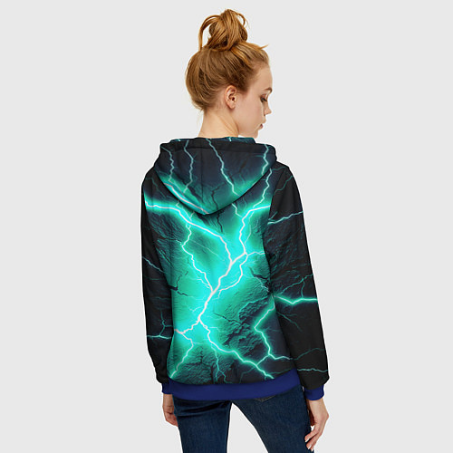 Женская толстовка на молнии Color light blue black / 3D-Синий – фото 4