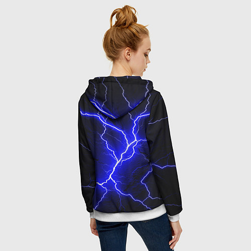 Женская толстовка на молнии Color blue black / 3D-Белый – фото 4