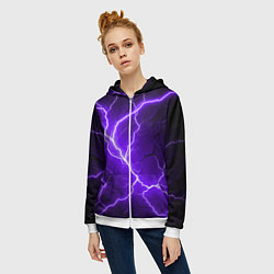 Толстовка на молнии женская Color purple black, цвет: 3D-белый — фото 2