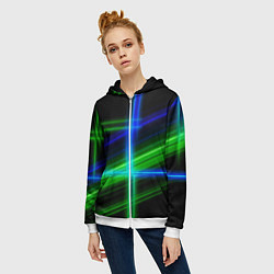 Толстовка на молнии женская Color blue black green, цвет: 3D-белый — фото 2