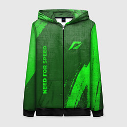 Толстовка на молнии женская Need for Speed - green gradient вертикально, цвет: 3D-черный