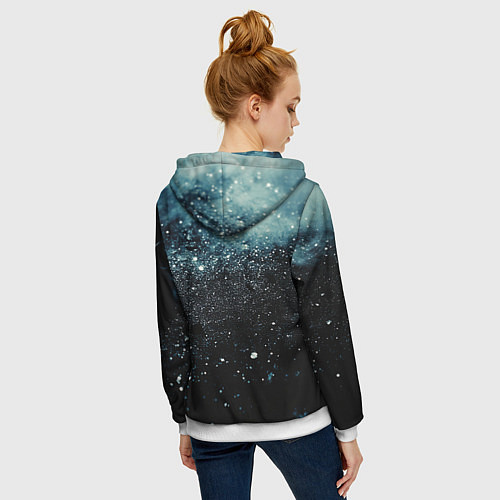 Женская толстовка на молнии Черно-синий текстурный фон / 3D-Белый – фото 4