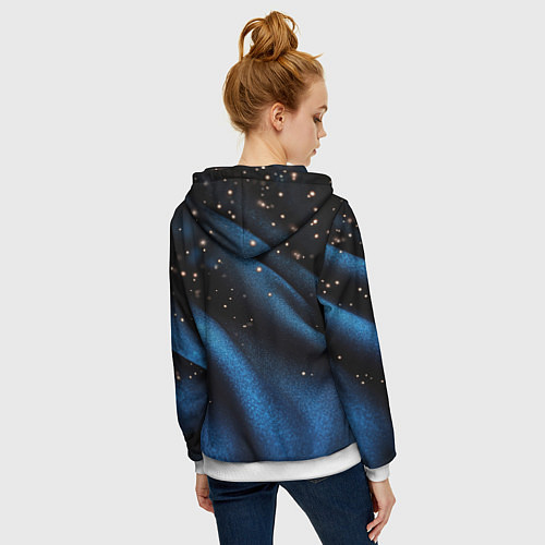 Женская толстовка на молнии Синяя волнистая текстура на черном / 3D-Белый – фото 4