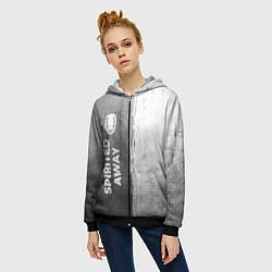 Толстовка на молнии женская Spirited Away - grey gradient по-вертикали, цвет: 3D-черный — фото 2