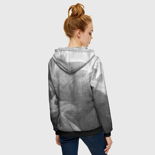 Женская толстовка на молнии Cyberpunk 2077 - grey gradient вертикально / 3D-Черный – фото 4