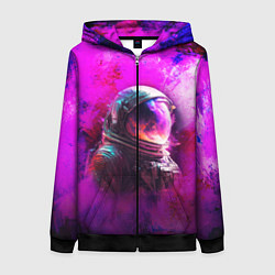 Толстовка на молнии женская Космонавт красочный, цвет: 3D-черный